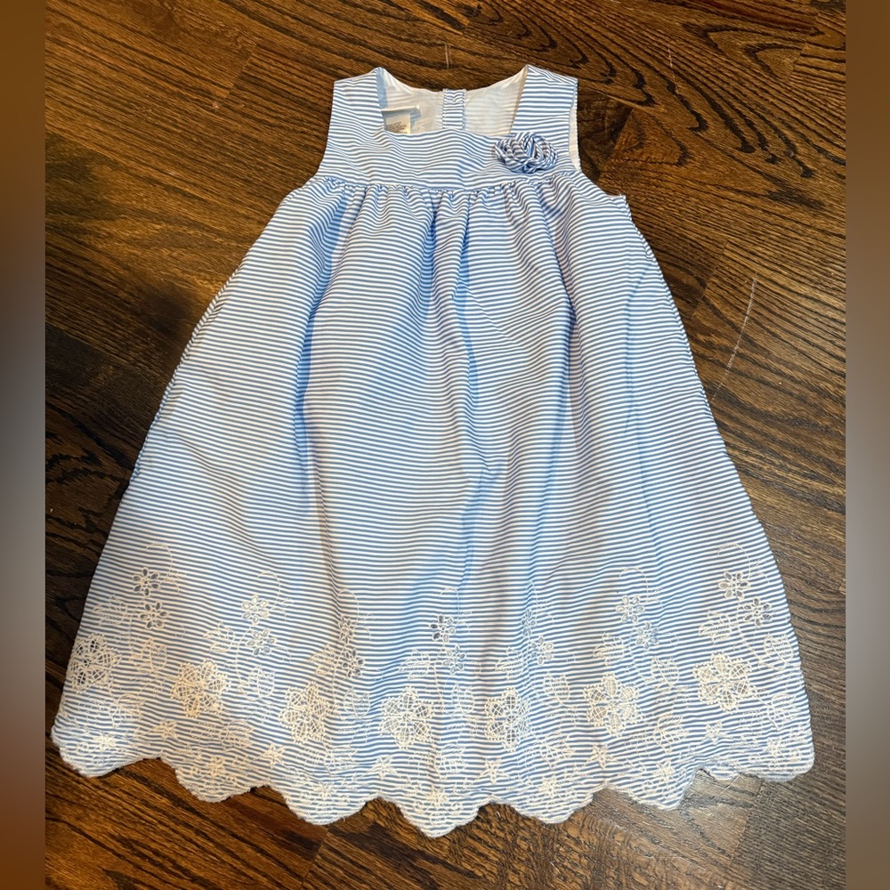 Bonnie Jean blue and white embroidered dress. Size girls 6. Fully lined.